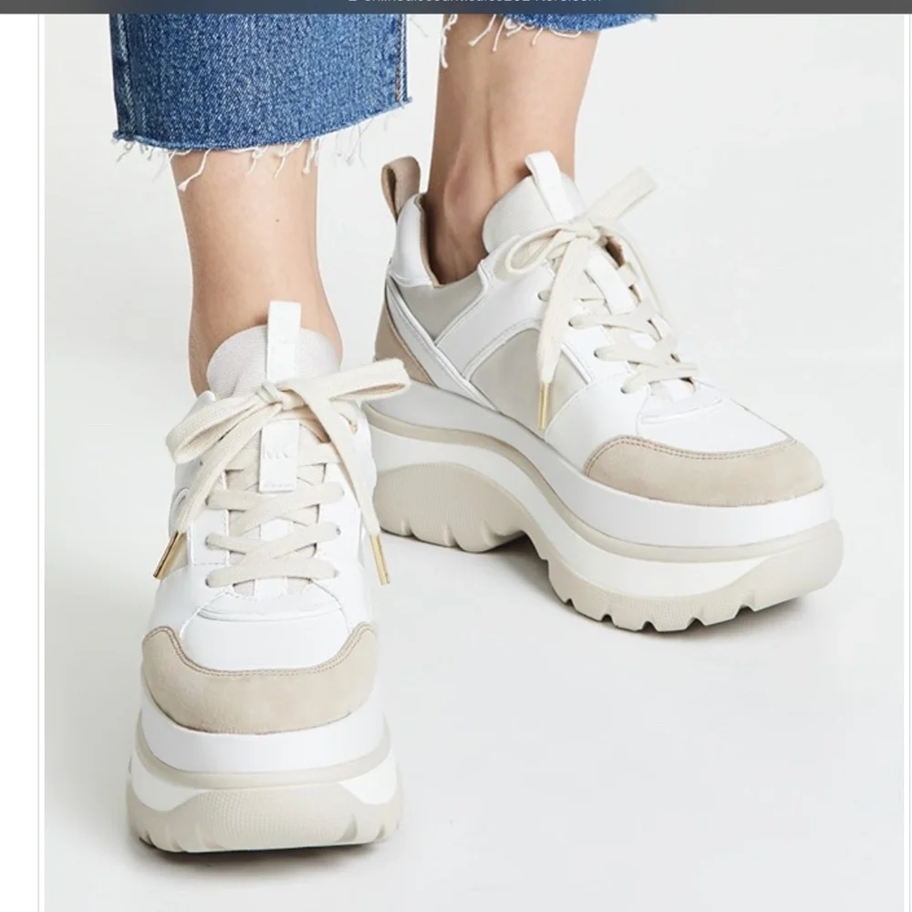 Michael Kors Felicia Leather Platform Dad Trainer Sneakers size 6.5 - Picture 5 of 16